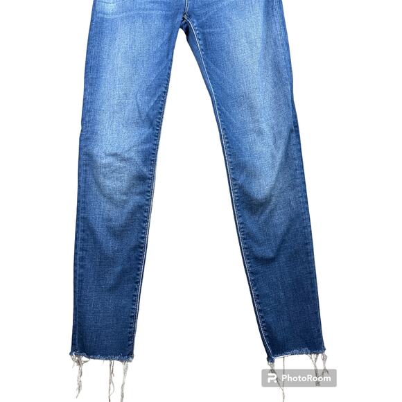 Hudson Los Angeles Skinny Fit Medium Wash Denim Raw Hem Blue Jeans Size 29 - Picture 2 of 7